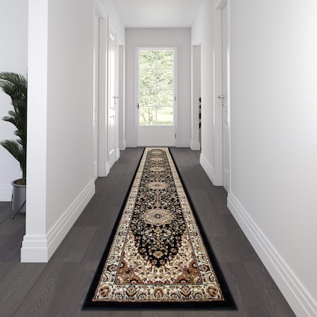 Flash Furniture Black 3 x 20 Traditional Persian Style Area Rug NR-RG24-315-BK-GG